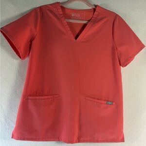 LIKE NEW LIMITED EDITION CORAL Figs Women's V-Neck Top & Jogger Scrub Pant SET